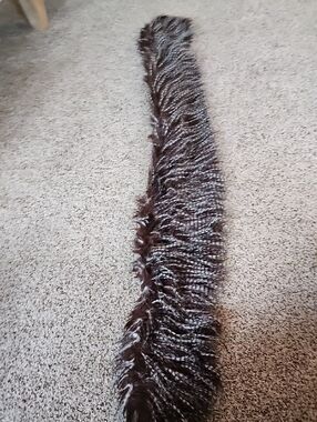 Funky Striped faux fur scarf Blavk Grey White